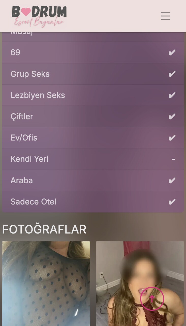 Escort üyesi hizmetler ve fotoğraflar örneği